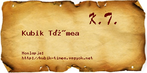 Kubik Tímea névjegykártya